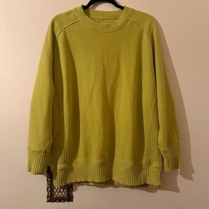 Aerie Lime Green Oversized Ribbed Detail Crewneck Sweatshirt Women's XS